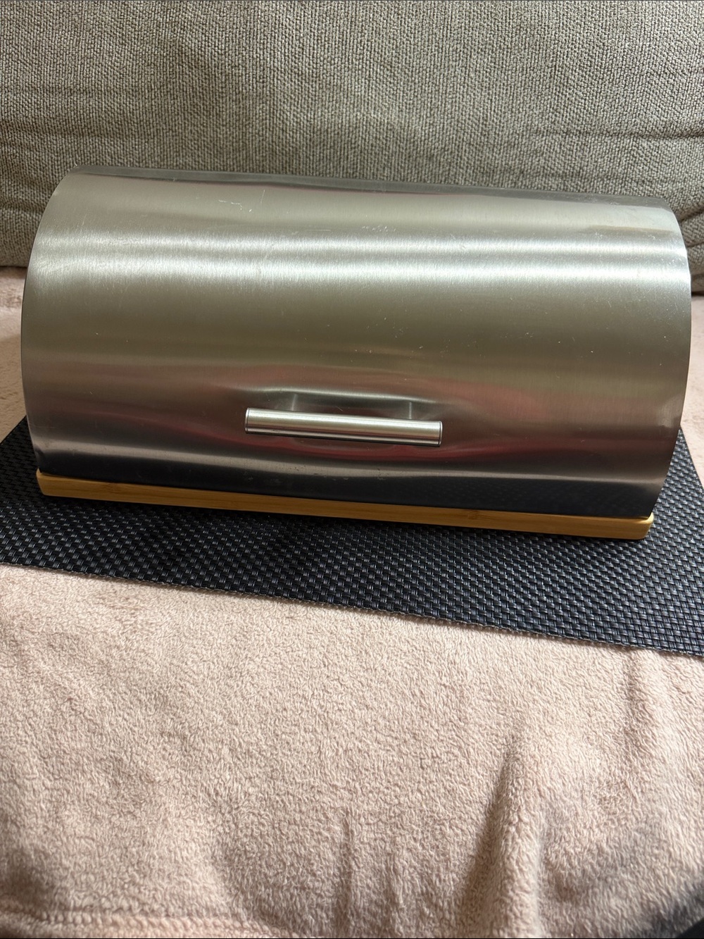 Stainless Steel and Wood Bread Box - Silver and Brown